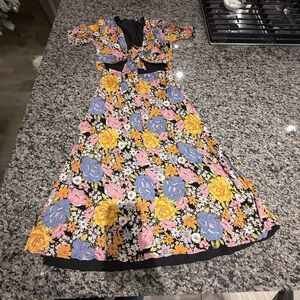 Wayf Floral Print Dress with Tie Detail